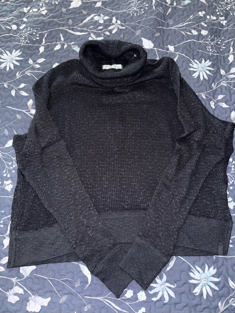 Free People Black Turtleneck Knit Sweater